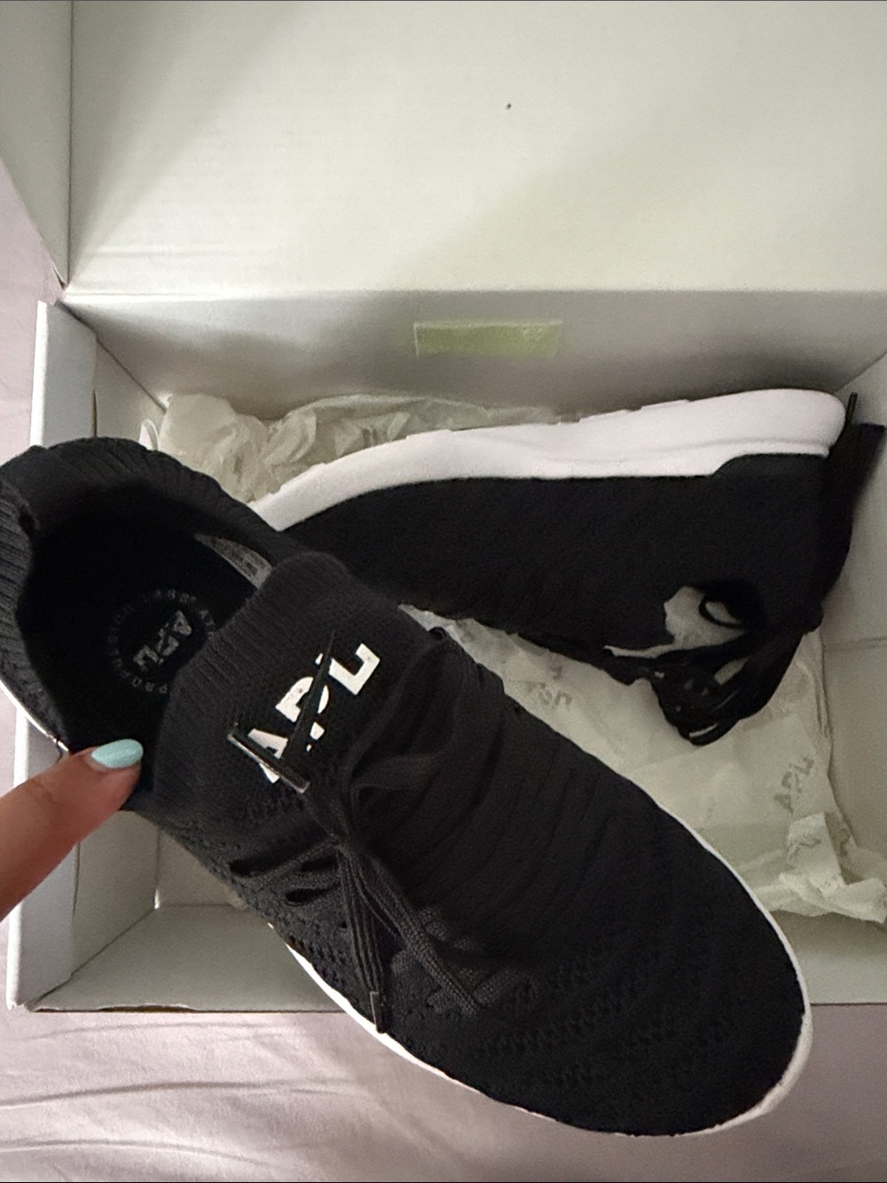 APL Black Knit Slip-On Sneakers with White Sole